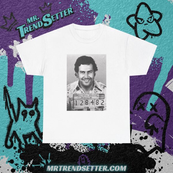 Pablo Escobar "El Chapo" Mugshot Custom Graphic T-Shirt - Image 2